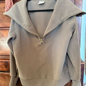 Varley Olive Zip-Up Sweatshirt